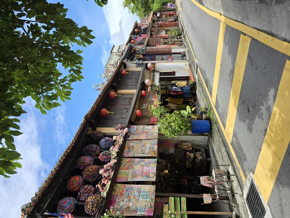 Een straat met historische huizen in George Town